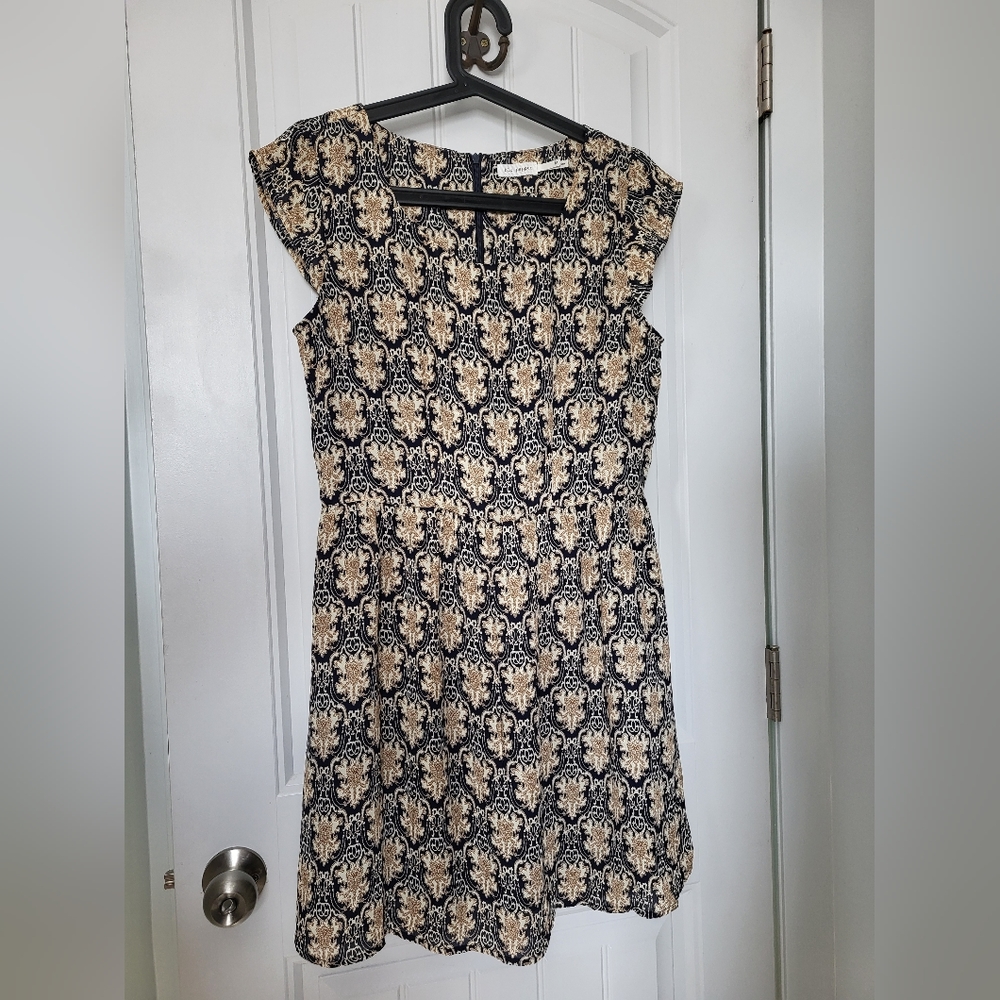 Blu Pepper Damask Style Print Dress